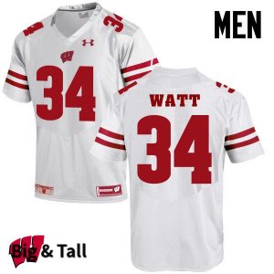 Men's Wisconsin Badgers NCAA #34 Derek Watt White Authentic Under Armour Big & Tall Stitched College Football Jersey XW31H78QY